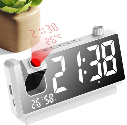 Horloge à Projection de Temps,Horloge à Projection au Plafond,Horloge de plafond sans fil à affichage LED HD | Décor de bureau moderne, rotatif à 180 degrés, réveil intelligent de chevet pour chambre