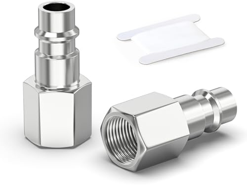 GASHER 2PCS 1/4 Inch Air Line Connectors, 1/4 BSP Female Thread Euro Airline Hose Compressor Fittings, Quick Connect Air Coupler Air Hose Fittings,Air Plug