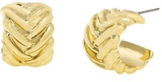 Steve Madden gewebte Huggie-Creolen für Frauen, stylischer und klobiger Schmuck, vergoldet