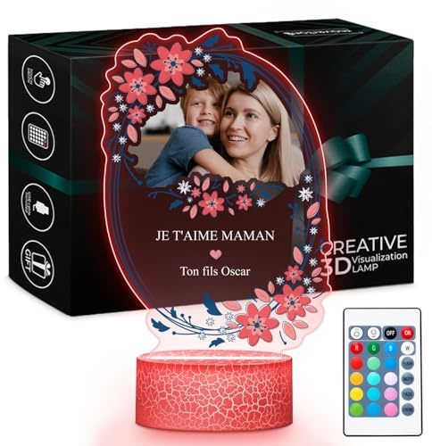 Maverton LED Tischlampe Nachtlicht - digitaler Bilderrahmen mit Fernbedienung - Geschenke für Mama - Mama Geschenk - Personalisierte Geschenke für Frauen - Deko Wohnzimmer