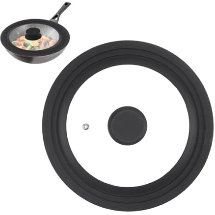 Universal Pan Lid Fits Diameter 28cm/30cm/32cm Cookware, Frying Pan Cover with Heat Resistant Silicone Rim & Tempered Glass, Replacement Instant Lid for Pans, Saucepan, Cooking Pots, Skillets (Black)