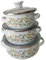 Sharplace 3 Teiliger Emaille Suppentopf mit Deckel, Emaille Mini Set, Vintage, mit Griffen, Suppentöpfe mit Flachem Boden, Kochtöpfe für Zuhause, Restaurant, Blume