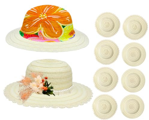 Gatuida 8pcs DIY Plain Straw Hats for Blank Craft Supplies for Painting Arts Crafts Projects School Activities and Birthday Parties Creative Fun