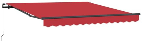 vidaXL Einziehbare Markise Rot 300 x 250 cm Polyester und Stahl, Garten und Terrasse, rechteckige, Moderne, ausziehbare Markise, wetterfest, Sommerschutz für die Terrasse