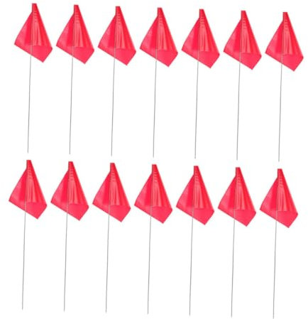 CIYODO 30 Piezas Banderillas Rojas para Jardín Flags de Irrigación Señalización y Paisajismo Marcadores de Césped para Camping y Construcción