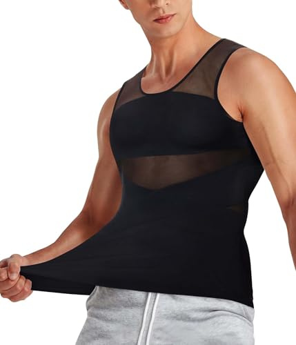 Nebility Débardeur de Compression Homme Maillot de Corps Gaine Ventre Plat Amincissant Gilet Gainant Shirt sans Manche Minceur Top Body Shaper