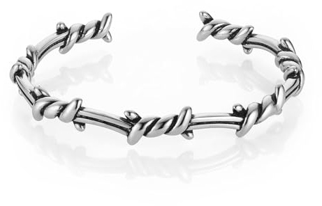 HZMAN Bracciale da uomo in filo spinato, stile retrò, gotico, punk, in acciaio inox, con spine, idea regalo