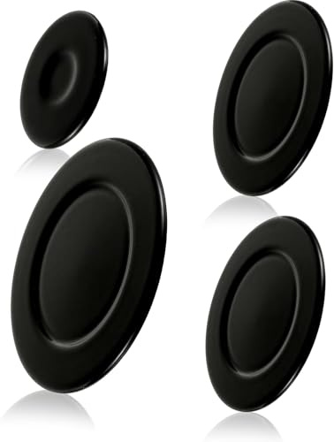 Upgraded Gas Stove Burner Cap Set - 4Piece Metal Cooker Hat Replacement Kit for SABAF Stoves,Oven Gas Hob Burner Crown Flame Cap Cover, Stove Handles Lid Kit (Concave)