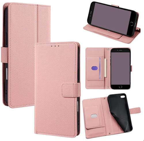 Rfvzubemok Kompatibel mit Sharp Aquos Sense 8 / SHG11 / SH / 54D Flip-Ständer Magnetverschluss-Kartensteckplatz-Geldbörse-Hülle Pink