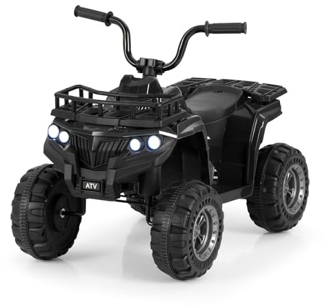 GOPLUS Kinder Quad Elektro 6V, Kinder-Ride-On ATV mit EIN-Knopf-Start, MP3-Player, LED-Scheinwerfern & Aufbewahrungskorb, Elektroauto für Jungen & Mädchen ab 2 Jahren (Schwarz)