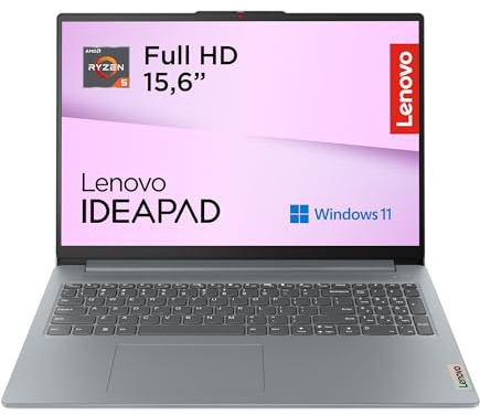 Lenovo IdeaPad Slim 3 Gen 8 – Ordenador Portátil 15.6 FHD (AMD Ryzen 5 7520U, 16 GB RAM, 512 GB SSD, Gráficos AMD Radeon 610M, Wi-Fi 6, Win 11 Home) Teclado QWERTY en Español – Gris Ártico