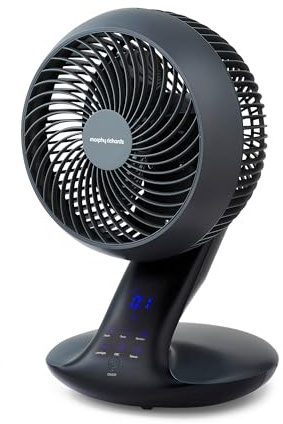 Morphy Richards Air Flex 820004 - Circulador de aire de 10 pulgadas con motor de CC magnético, potente oscilación 3D, control de panel táctil, 8 ajustes de velocidad, función de temporizador de 8