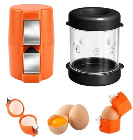 Egg Peeler for Hard Boiled Eggs, Egg Peeler, Effortless Egg Shell Remover Tool, Fast Egg Shell Opener for Breakfast Preparation and Salad Making, Set of Two Colours in Black and Orange