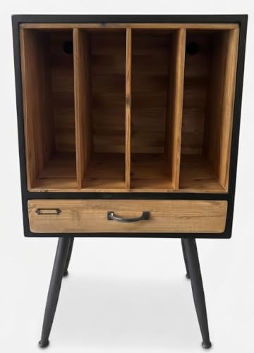 My Square Mile Mid Century Vinyl Record Player Display Stand | Wooden, Turntable Furniture, Storage Unit, Cabinet