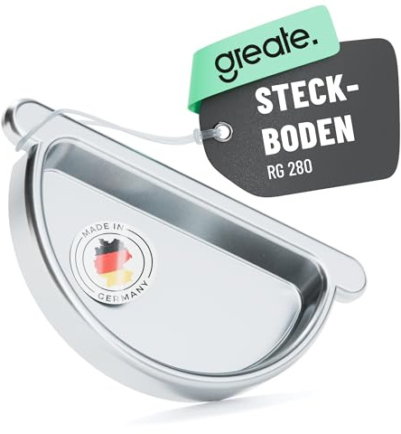 greate Dachrinnen Endstück verzinkt mit Gummidichtung für 280 Dachrinnen - Made in Germany - Steckboden halbrund mit einfacher Steckmontage - Abdeckung Regenrinne - Rinnendeckel