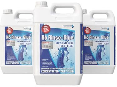 4 x 5L No-Rinse Blue Caravan Toilet Fluid – Eco-Friendly Toilet Chemical for Portable & Caravan Toilets – Formaldehyde-Free, Fresh Scent, Biodegradable, Odor Control – Ideal for Waste Tanks, Cassette