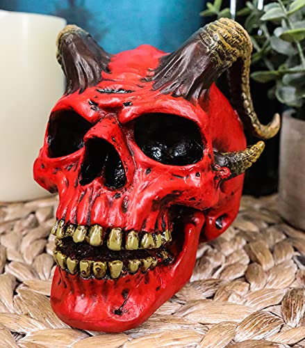 Ebros Tag der Toten El Diablo Horned Teufel Skull Figur Hell Lawn Imp Dämonenschädel Statue 12,7 cm L