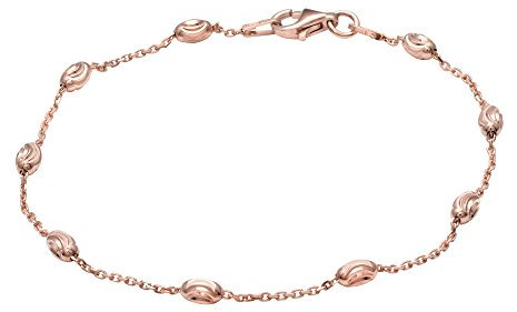 Materia #SA-68_B4 Bracelet pour femme en argent sterling 925 plaqué or rose, diamanté, 19 cm