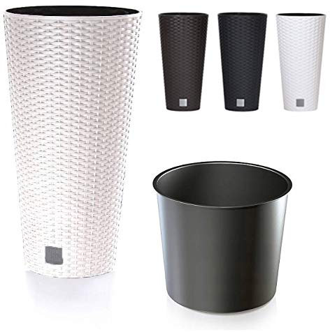 Blumenkübel Blumentopf Übertopf Rattan Optik Pflanzkübel mit Einsatz Rato Vase (250 Anthrazit)