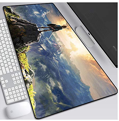 ITBT Legend of Zelda Tapis de Souris XL 900x400mm Hydrorésistant Anime Mouse Pad Grand Tapis de Souris Gamer avec Base en Caoutchouc Anti-Glissant Surface Texturée pour Ordinateur et PC, A