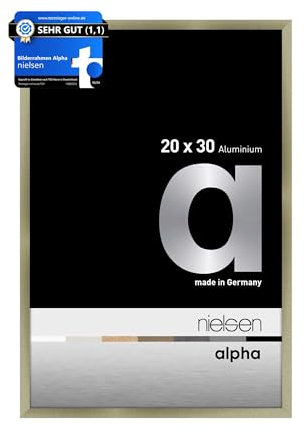 nielsen Bilderrahmen, 20 x 30 cm, Aluminium, Edelstahl matt, Fotorahmen zum Auftstellen und Aufhängen im Hoch- & Querformat, Echtglas, Alpha