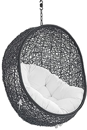 Modway EEI-3636-BLK-WHI Encase Swing Outdoor Patio Lounge Chair Without Stand, Black White, 43.5 x 40 x 125.5