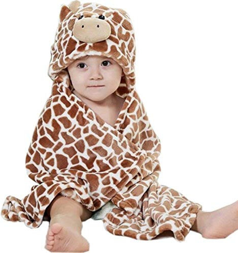 Hilmocho Baby Kapuzen Badetuch Neugeborene Wickeldecke mit Kapuze Weichkorallenvlies Strandtuch für Kleinkinder
