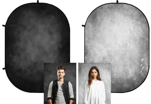Kate 1.5x2m Schwarz/Grau Falthintergrund Fotografie Faltbarer Studio Hintergrund Faltender Hintergrund für Professionelle Studio Portrait Requisiten