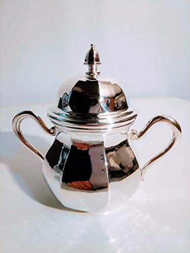 Generico Zuccheriera Ottagonale Martellata con Manici. In Argento 800 Massiccio (Argento, Argento 800)