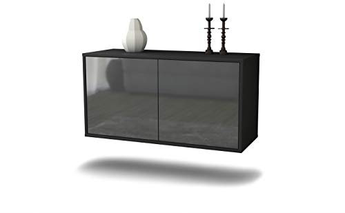 Dekati Lowboard Münster hängend (92x47x35) Korpus anthrazit matt - Front Hochglanz Grau - Push to Open