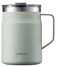 LocknLock Tasse isotherme à double paroi en acier inoxydable avec poignée, couvercle, 473 ml, menthe