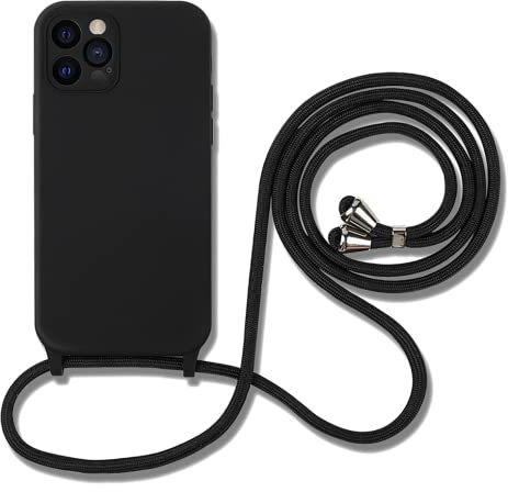Hadwii Hülle für iPhone 11 mit Band Handykette Handyhülle zum Umhängen Kameraschutz Weiches Silikon Necklace Schutzhülle mit Mikrofaser-Innenfutter Stoßfestes Cover, Schwarz