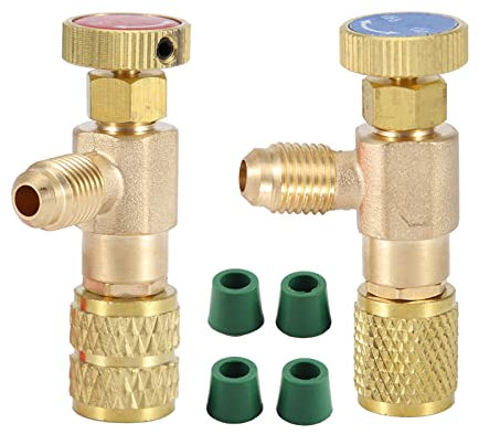 2 pz Pompa Vuoto per condizionatori R410A R22 Aria Condizionata Refrigerante 1/4 Adattatore di Sicurezza Valvola di Carica del Refrigerante,Valvola di Controllo del Refrigerante,