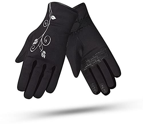 Lady1 Noir Blanc | Gants Moto Femmes - Gants De Moto d'hiver Imperméables en Cuir Coupe-Vent Et Respirants avec Doublure d'hiver - Protections Maximales Homologuées - Accessoires Moto Taille S