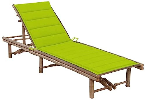 vidaXL Garten Sonnenliege mit Auflage Gartenliege Gartenmöbel Relaxliege Saunaliege Liegestuhl Freizeitliege Liege Strandliege Bambus