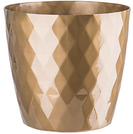 B2C Flowerpot Round Plastic plant pot Crystal Modern Decorative Small Medium Large 7 sizes 9 coolours (Gold, 12 cm)