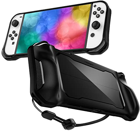 Spigen Rugged Armor Custodia Rigida da Viaggio Compatibile con Nintendo Switch OLED - Nero