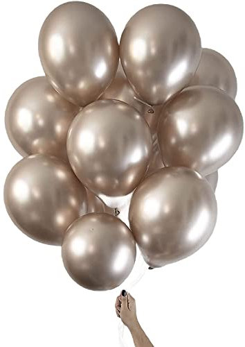 DOJoykey 20pcs Champagne Color Metallic Balloons, 12inch Shiny Latex Party Balloons for Birthday Wedding Engagement Baby Shower Party Decoration
