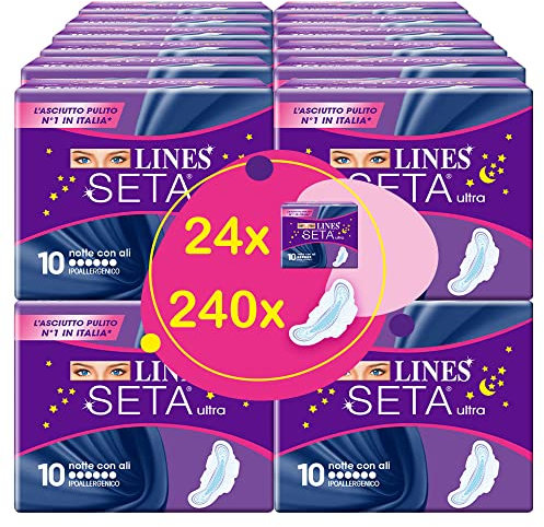 Lines Seta Ultra Notte, 24 confezioni Da 10 Assorbenti, 240 Assorbenti