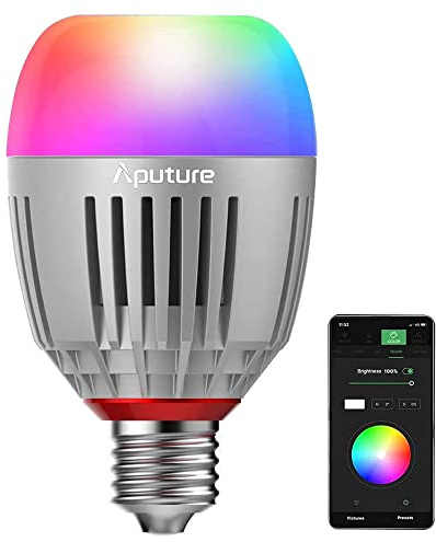 Aputure B7C 7W RGBWW Ampoule LED Intelligente, TLCI 96+ CRI 95+, 2000K-10000K réglable, Réglage complet des couleurs HSI, contrôle via l'application Sidus Link, boutons intégrés pour un contrôle rapid