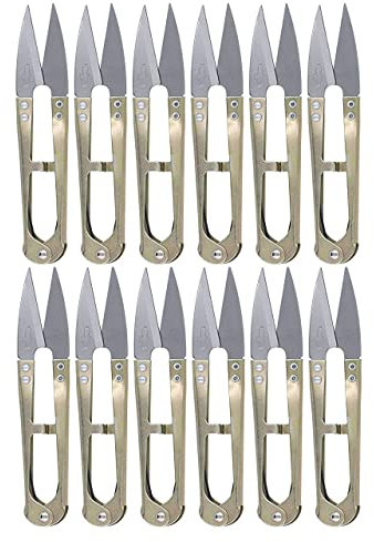 Tijeras de Coser,12 PCS Cortadores de Hilo de Coser en forma de U con Cubierta Seguridad Tijeras de Plástico Pequeñas Tijeras de Punto de Cruz para Bordar a Medida Costura Bricolaje