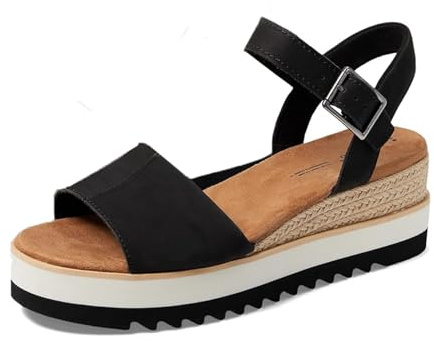 TOMS Diana Damensandalen, Schwarz Leder, 41 EU