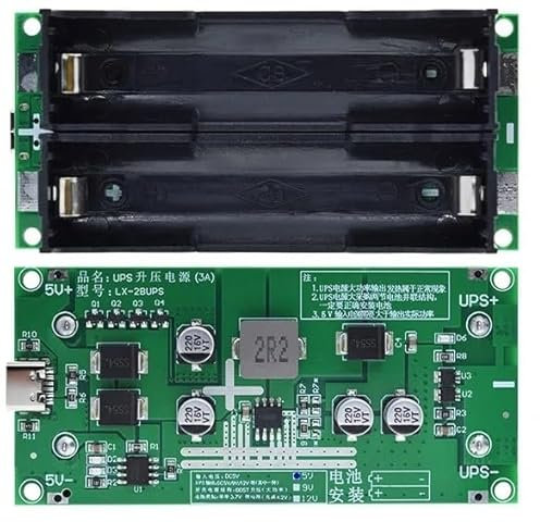 TECNOIOT 1 Uds 5V 3A 18650 UPS Fuente de alimentación ininterrumpida Cargador de batería de Litio Type-C USB