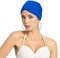 Schwimmkappe Damen Turban Badekappe Ohrenschutz Badehaube rutschfest Swimming Cap Retro Schwimmhaube Mädchen Bademütze Elastisch Schwimmmütze Sommer Schwimmkappe für Lange Kurze Haare Frauen Blau