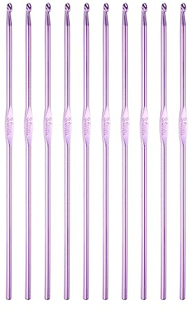 QUARKZMAN 10Stk Aluminum Häkeln Haken 3mm Gestreifte Nadeln für Basteln Garn Lila