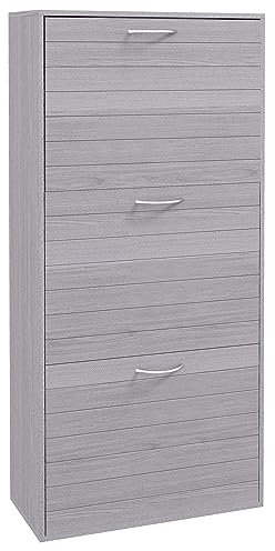 HOMCOM Narrow Shoe Cabinet, Slim Shoe Storage Cabinet with 3 Flip Drawers, 12 Pair of Shoes Organizer Hallway Entryway, Grey