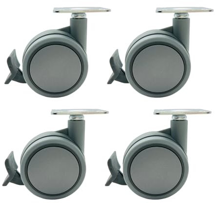 LIKERAINY Nylon-Lenkrollen für Möbel mit Bremse FC3611A mit Plattenbefestigung Ersatz für Möbel Roller Lenkrolle Schrankrollen Moebelrollen Tischrollen Raddurchmesser Ø 60mm 4 Stück