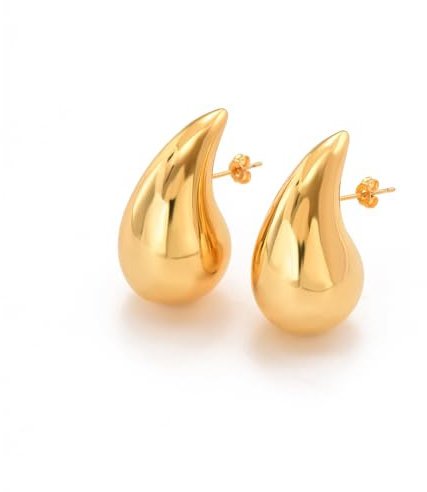 Julyls 18K Ohrringe Dupes, Waterdrop Goldene Ohrringe Damen, Dicke Creolen für Frauen, Hypoallergen Vergoldete Earrings, Chunky Earrings, Modeschmuck für Frauen und Mädchen, Gold