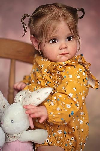 RXDOLL Real Life Reborn Baby Puppen Kleinkind Mädchen 24 Zoll Look Real Realistische Baby Puppe Gewichtete Weiche Tuch Körper Leben Wie Reborn Kleinkind Puppe für Kinder Alter 3+