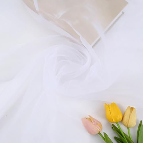 Wambere 100cm×150cm Stoff aus Organza,Tüllstoff Tüll Meterware Tüll Dekostoff Tulle Fabric für Nähen DIY Basteln Kleidung Hochzeitskleider Party Geburtstag Hochzeit Hintergrunddekoration,Weiß A